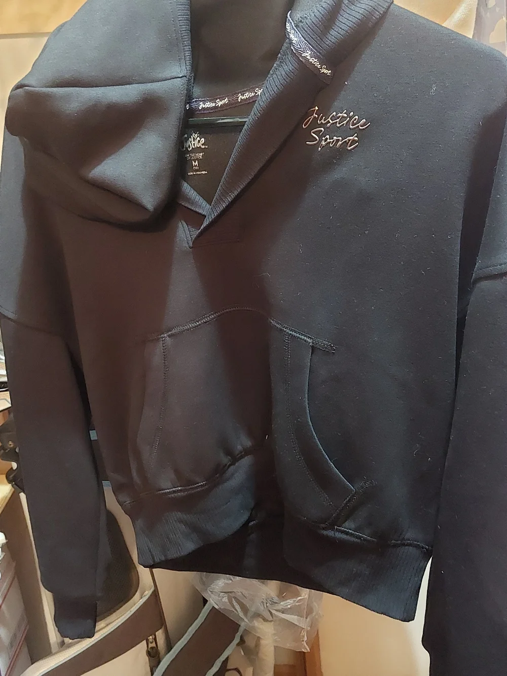 Justice Black Hoodie Sweatshirt with Script Logo